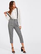 Romwe Detachable Straps Checked Pants