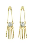 Romwe White Color Turquoise Spike Long Drop Earrings
