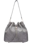 Romwe Light Grey Drawstring Marbling Print Bucket Bag