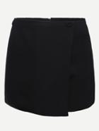 Romwe Black Wrap Skirt Shorts With Zipper