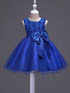 Romwe Stereo Rose Bow Tie Tiered Mesh Ball Gown