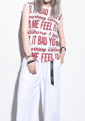Romwe Letter Print Cut Out Red T-shirt