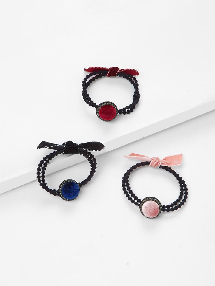 Romwe Bow Tie Hair Tie 3pcs