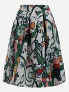 Romwe Graffiti Print Elastic Waist Flare Skirt