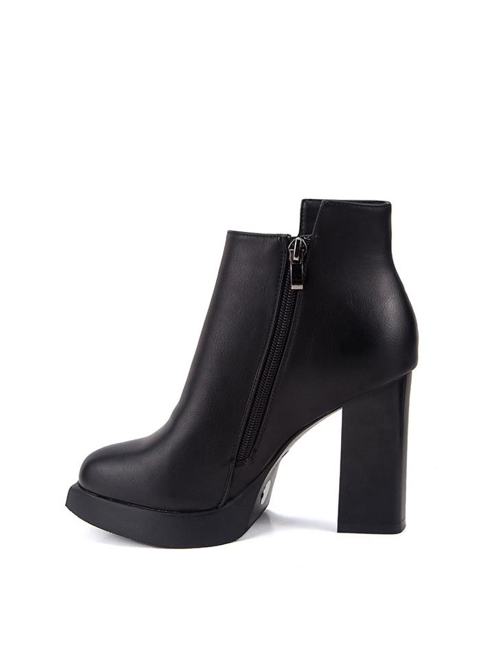 Romwe Side Zip Block Heel Boots