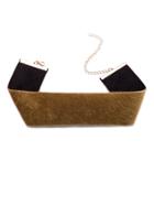 Romwe Brown Fluffy Faux Fur Wide Choker Necklace