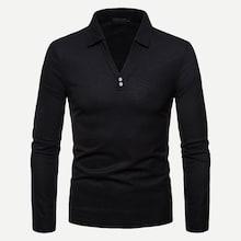 Romwe Guys Solid V Neck Polo Shirt
