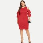 Romwe Plus Solid Layered Sleeve Dress