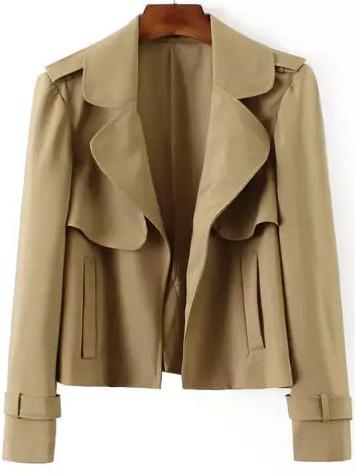 Romwe Lapel With Pockets Camel Jacket