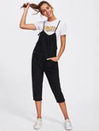Romwe Self Tie Crop Pinafore Jumpsuit