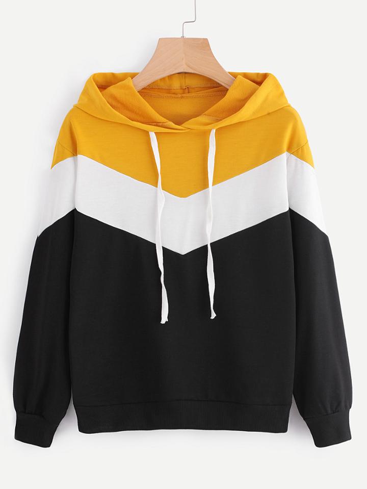Romwe Hooded Cut And Sew Sweatshirt