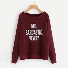 Romwe Plus Raglan Sleeve Letter Print Sweatshirt
