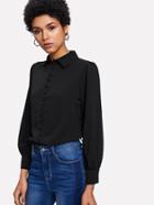 Romwe Single Breasted Pleated Detail Shirt