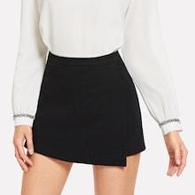 Romwe Slant Pocket Asymmetrical Solid Skirt