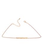 Romwe Brown Cord Gold Metal Beaded Skinny Choker Necklace