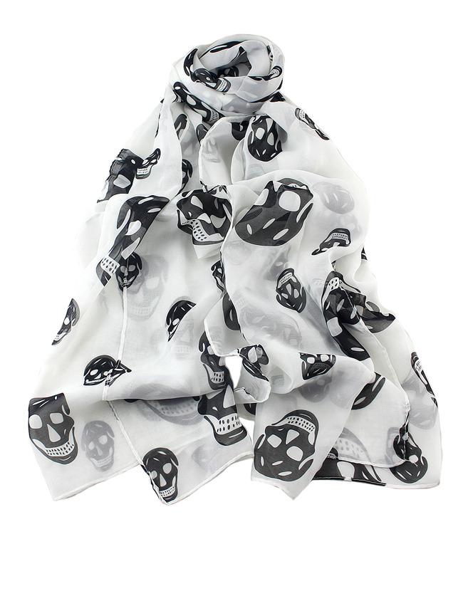Romwe Black Skull Print Scarves