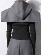 Romwe Hooded Grey Capelet
