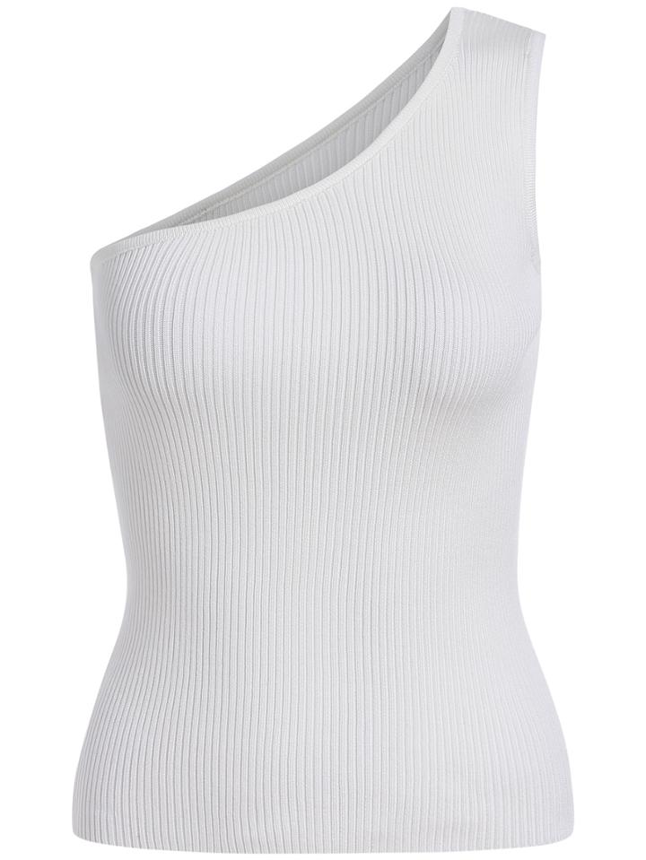 Romwe One-shoulder Knit Slim Tank Top
