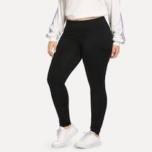 Romwe Plus Solid Pocket Decoration Leggings