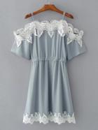 Romwe Cold Shoulder Contrast Lace Dress