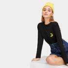 Romwe Moon Embroidered Jumper