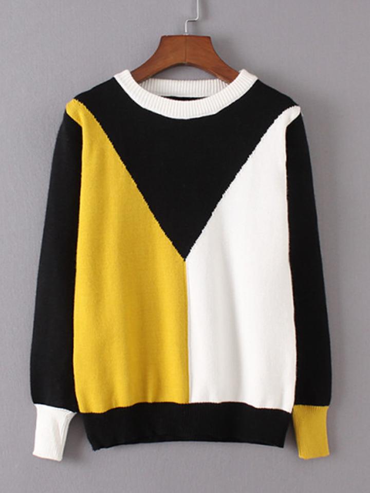 Romwe Color Block Jumper Sweater