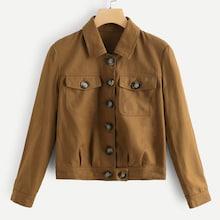 Romwe Pocket Detail Single Breasted Jacket