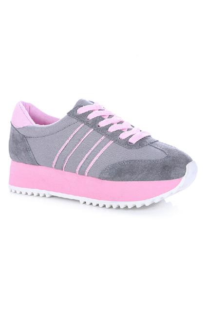 Romwe Striped Shoelace Platform Sneakers