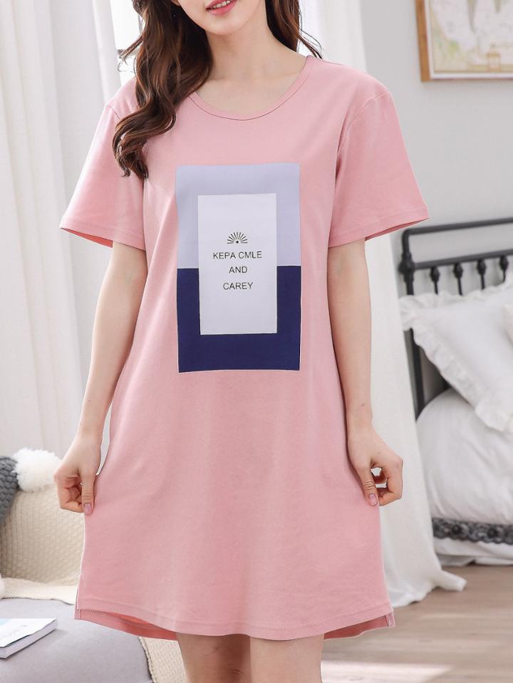 Romwe Letter Print Hidden Pocket Dress