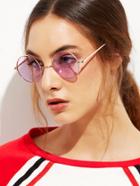 Romwe Gold Metal Frame Round Glasses