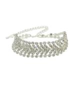 Romwe Silver Elegant Wide Rhinestone Bracelet
