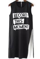 Romwe Color-block Sequined Letter Pattern Dress