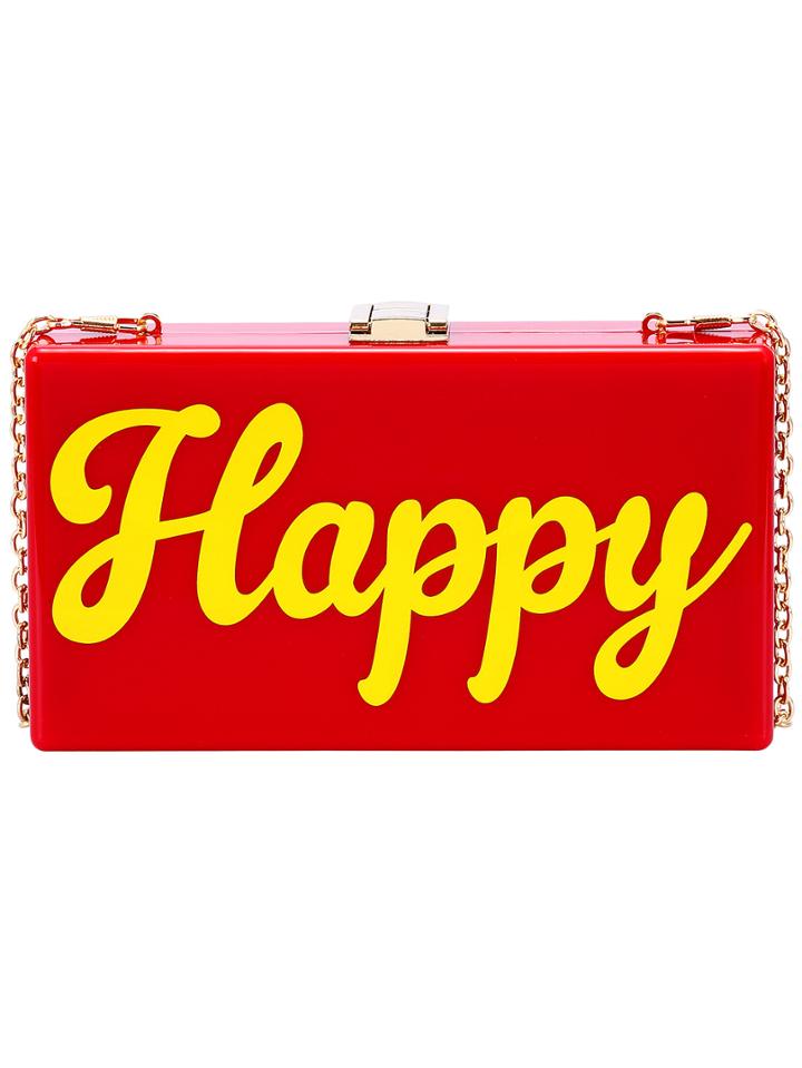 Romwe Red Letter Pattern Chain Bag