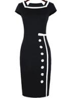 Romwe Black Short Sleeve Slim Split Bodycon Dress