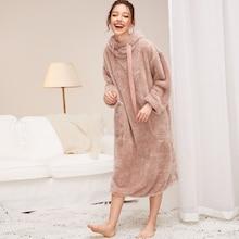 Romwe Pocket Front Plush Hooded Dress