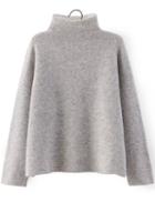 Romwe High Neck Grey Loose Sweater