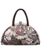 Romwe Coffee Push Lock Print Diamond Tote Bag