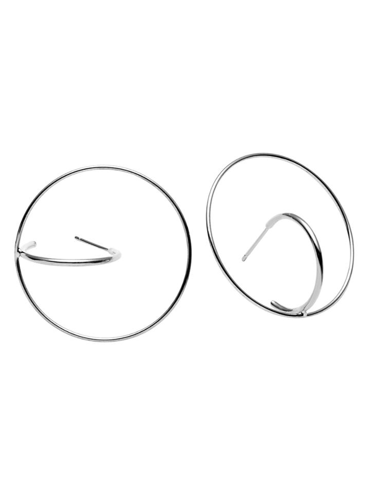 Romwe Silver Plated Simple Cricle Earrings