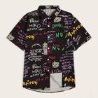 Romwe Guys Letter Print Single Breasted Shirt