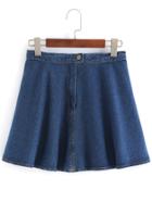 Romwe With Button Denim A-line Skirt