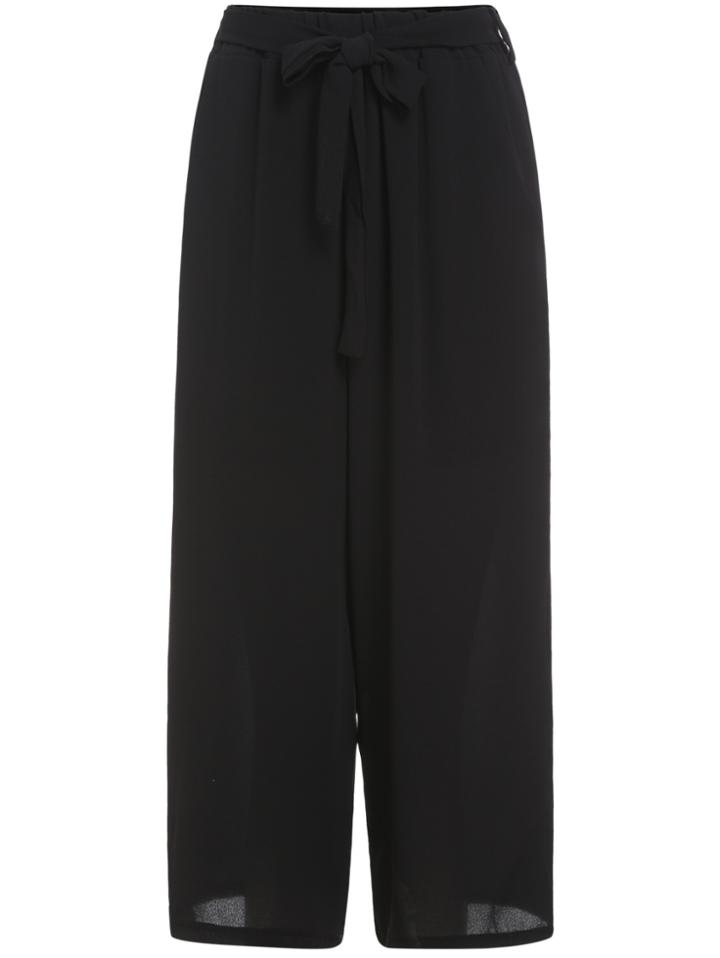 Romwe Elastic Waist Wide Leg Chiffon Pant