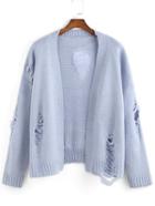 Romwe Ripped Loose Purple Coat