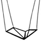 Romwe Black Geometric Shape Pendant Necklace