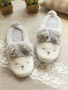 Romwe Cartoon Embroidery Fluffy Slippers