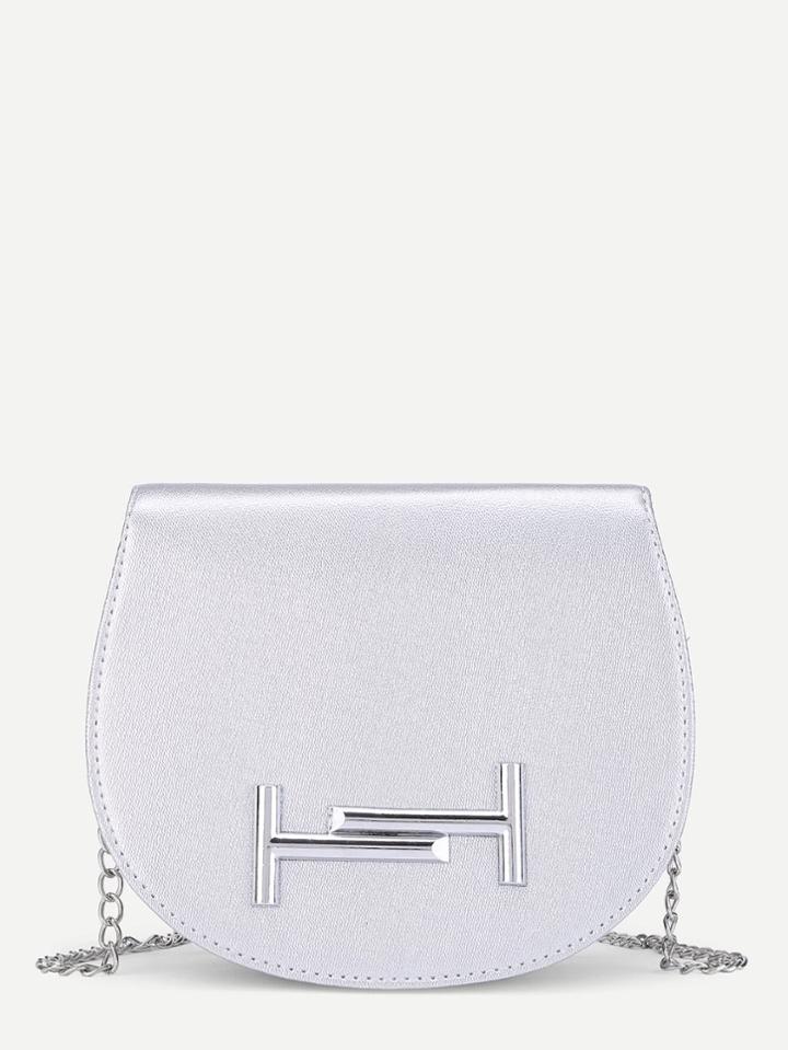 Romwe Metal Detail Pu Saddle Bag
