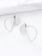 Romwe Silver Cutout Half Circle Stud Earrings