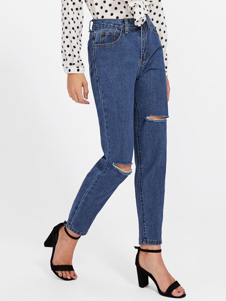Romwe Cut Out Detail Jeans