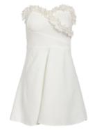 Romwe Strapless Applique A-line Dress With Bow
