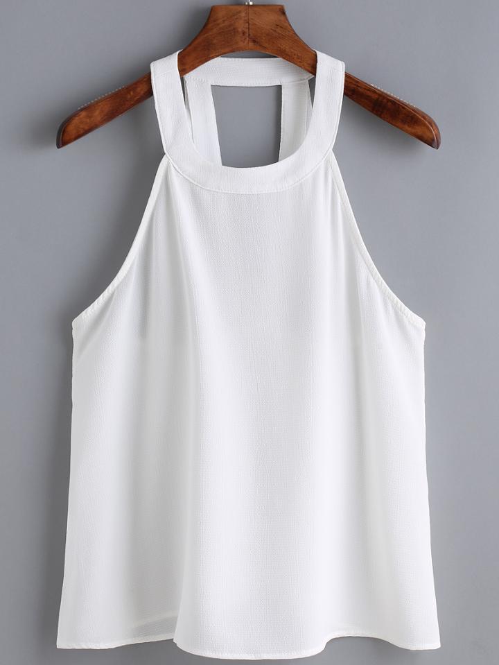 Romwe Hollow White Tank Top