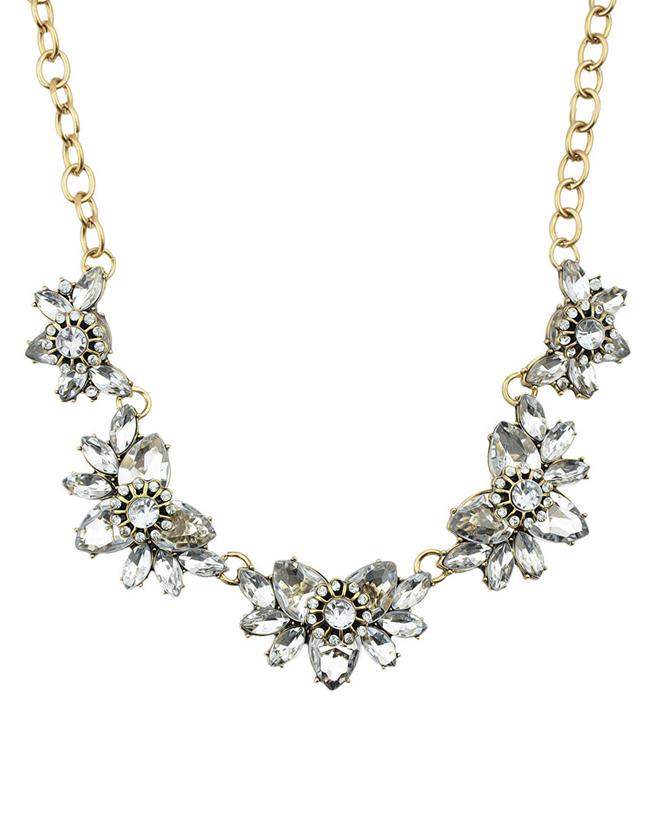 Romwe Shourouk Style White Rhinestone Fashion Necklace For Women